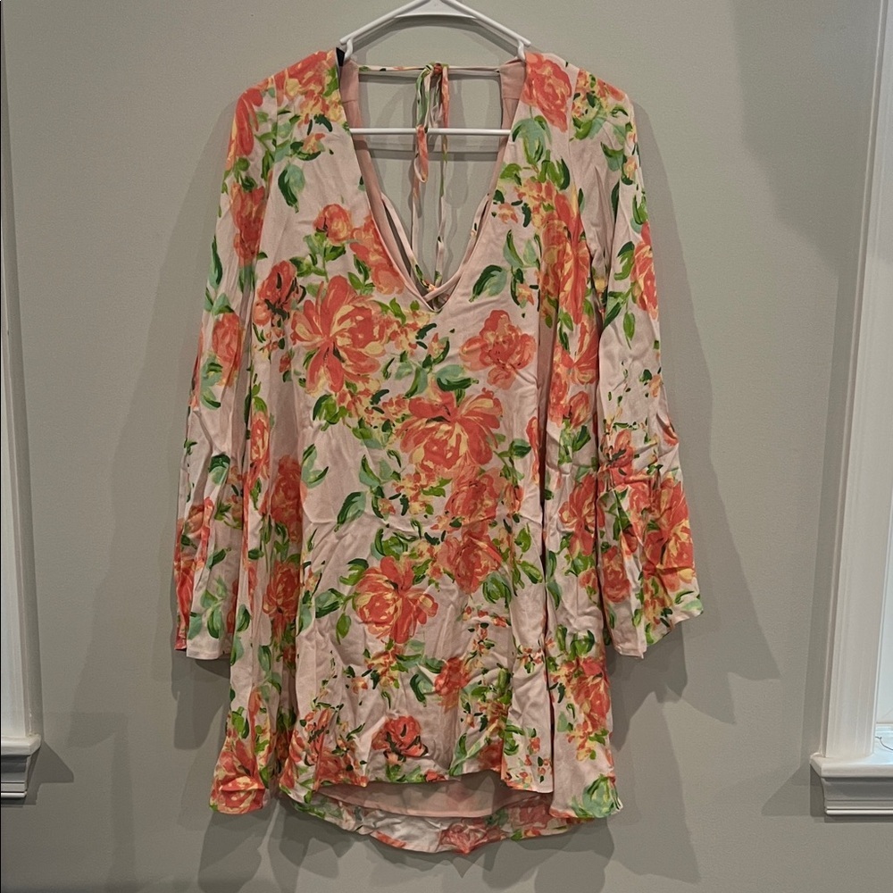 Lulu's Pink and Green Floral Dress